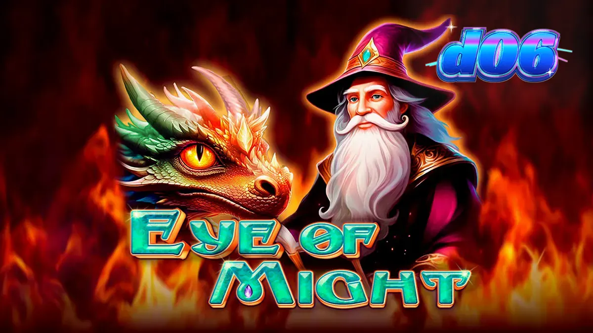 Tampilan visual slot Eye of Might dengan elemen fantasi dan naga